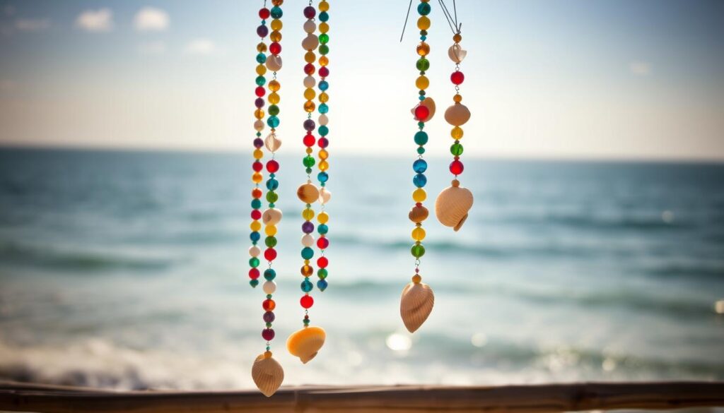 beaded and seashell wind chimes