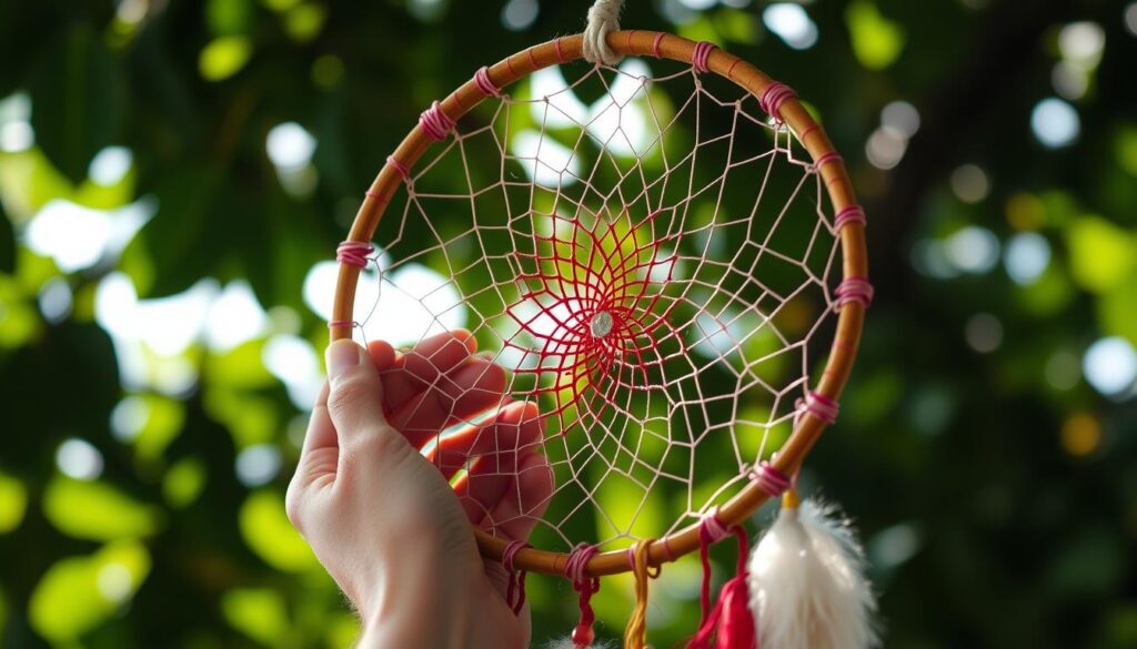 how to make a dreamcatcher web